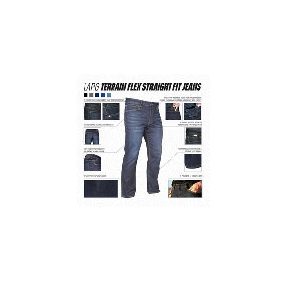 New! LAPG Terrain Flex Denim Jeans Mens 40 X 30 Straight Fit Men’s Jeans NWT - Picture 3 of 16